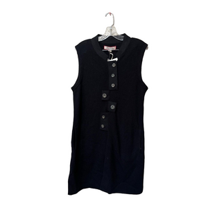 Alpaca Merino Wool Tunic Vest Cardigan Black Boho Layering L NWT